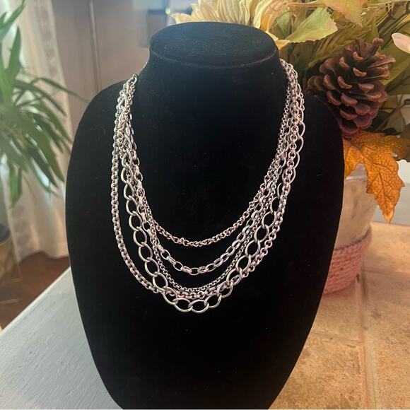 Sabika Jewelry - Sabika Silver Tone Multi Strand Necklace Classic Vol. 4